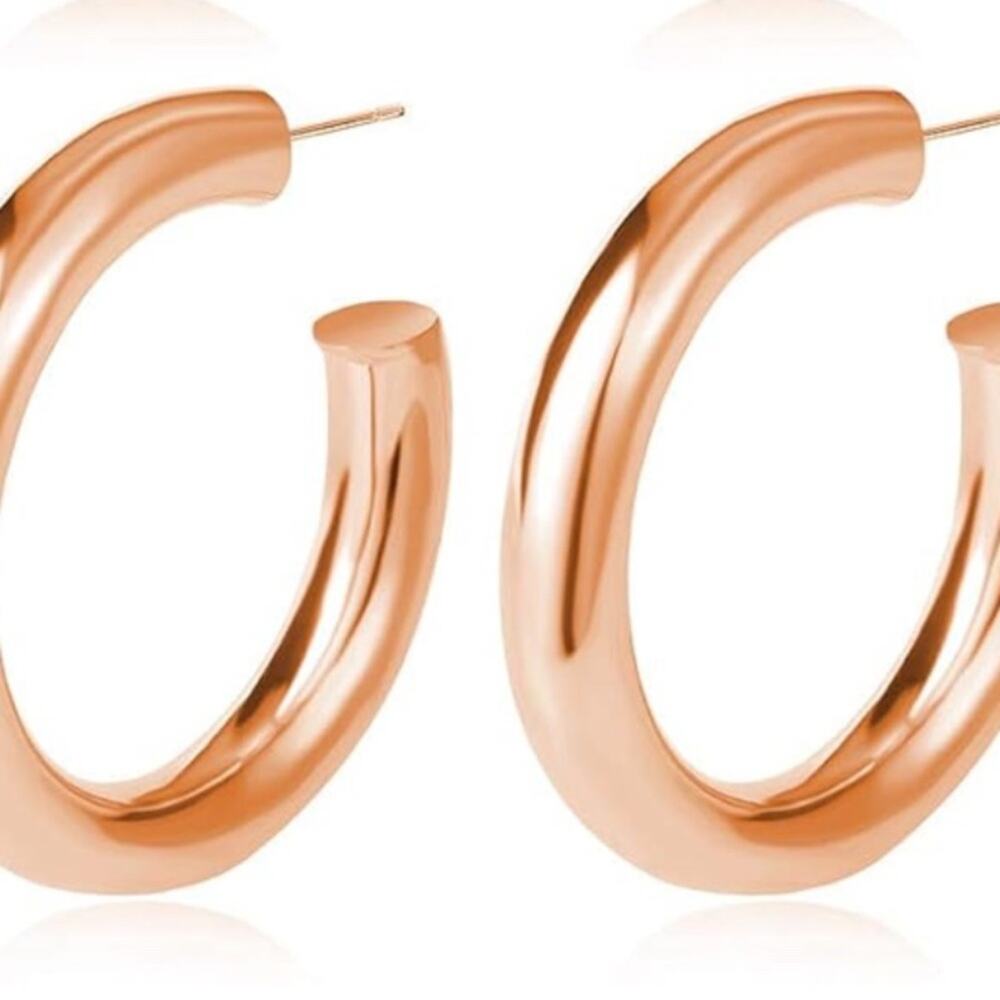 Chunky Rose Gold Hoop Earrings